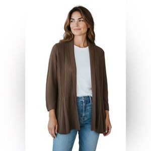 Elegant Brown Knit Cardigan
